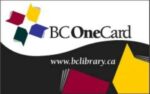 B. C. One Card logo. Subtext reads: www.bclibrary.ca.