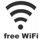 Decorative WiFi symbol with text below reading: Free WiFi.